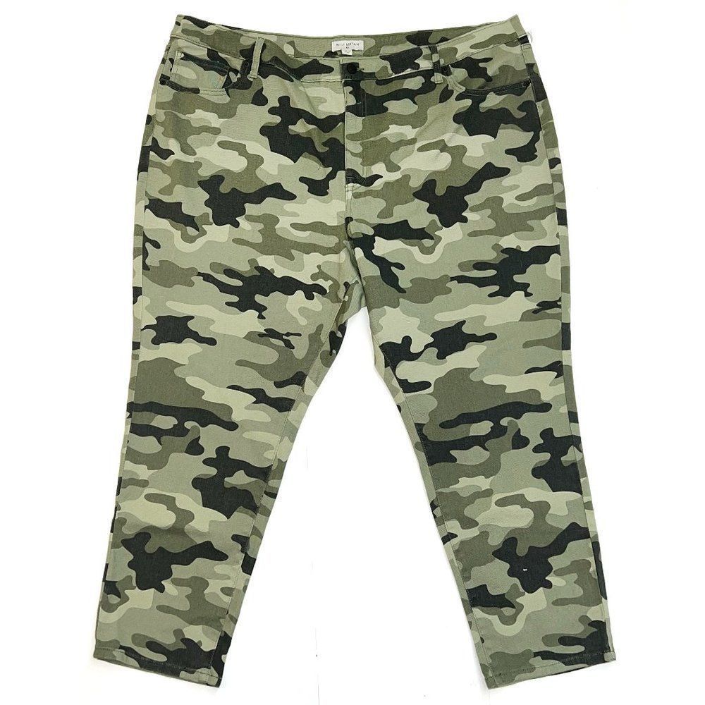 NWT Nili Lotan Size 28W/30W Women's Green Camouflage Crop 27" Inseam Denim Pants